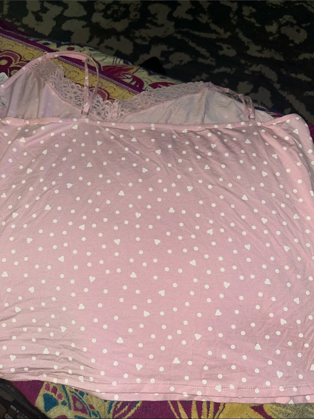NWT pink hearts and polka dot sleep top camisole